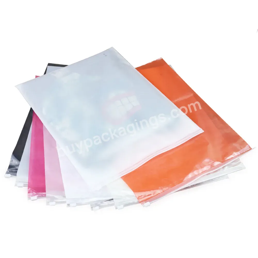 Support Transparent Matte Print Pe Ziplock Embossed T Shirt Poly Frosted Zipper Bag For Clothes