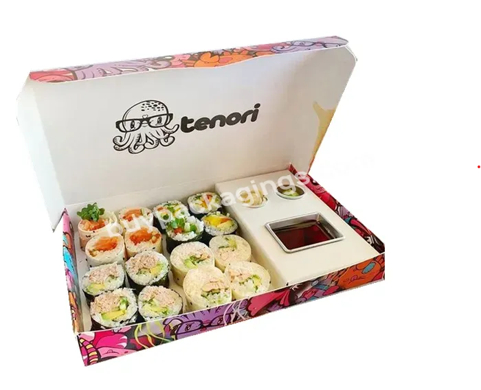 Sushi Take Away Box Custom Recyclable Disposable Take Out Paper Sushi Packaging Box With Divider Section