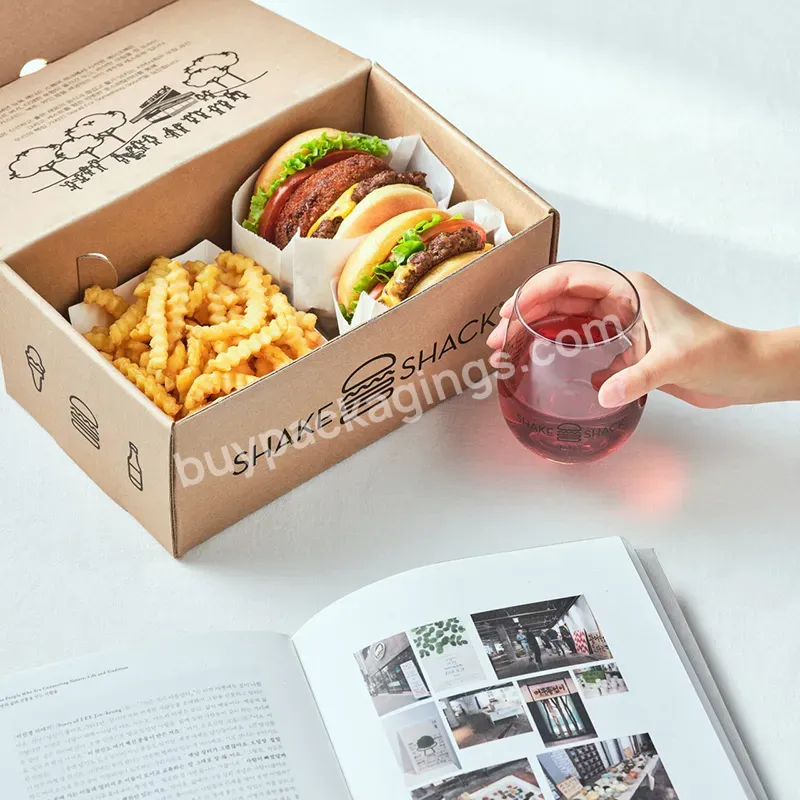 Sustainable Custom Restaurant Fast Food Burger Packaging Supplies Chicken Fries Hamburger Chips Togo Takeaway Take Out Box