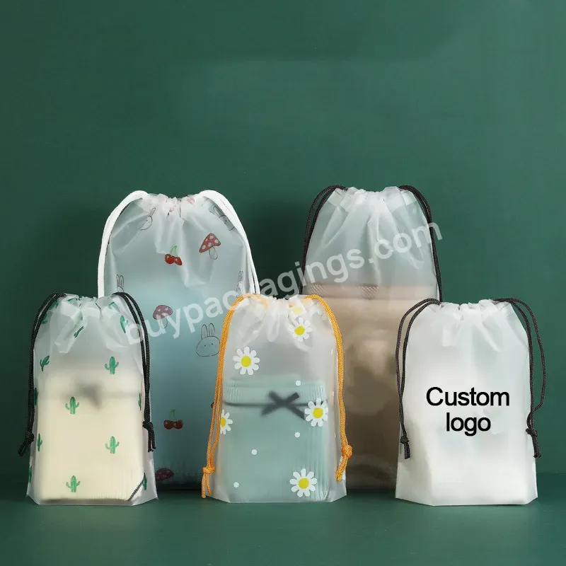 T1 Custom Large Printed Drawstring Bag Plastic Frosted Bags Packaging Poly Bag For Clothes