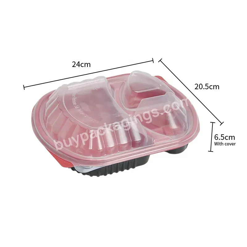 Take Out Disposable Plastic Food Container 3 Compartment Microwave Food Container