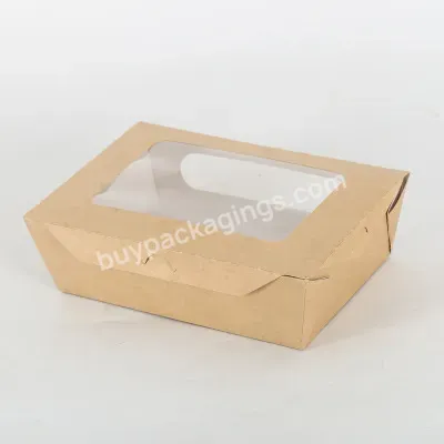 Take Out Food Plate Kraft Packaging Paper Sushi Box Disposable Sushi Trays Container With Transparent Clear Window