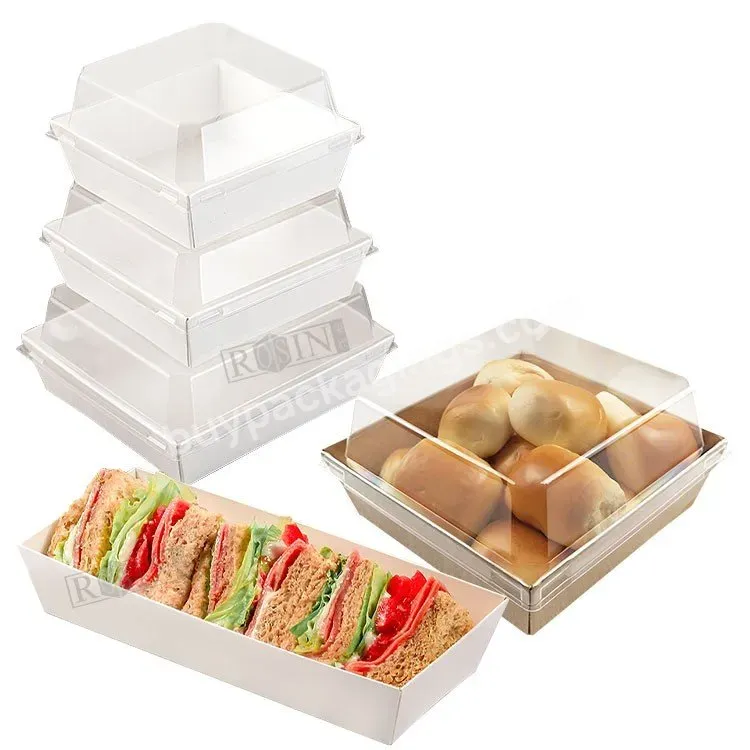 Take Out Paper Salad Food Container With Clear Lid Disposable Sushi Packaging Container Paper Takeaway Custom Sushi Box