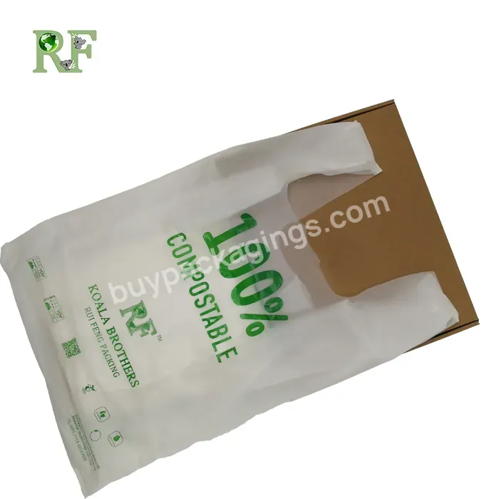 Take-out Supermarket Shopping Bag Food Packing Biodegradable Plastic Bag T Shirt Compostable Vest Bag For Food