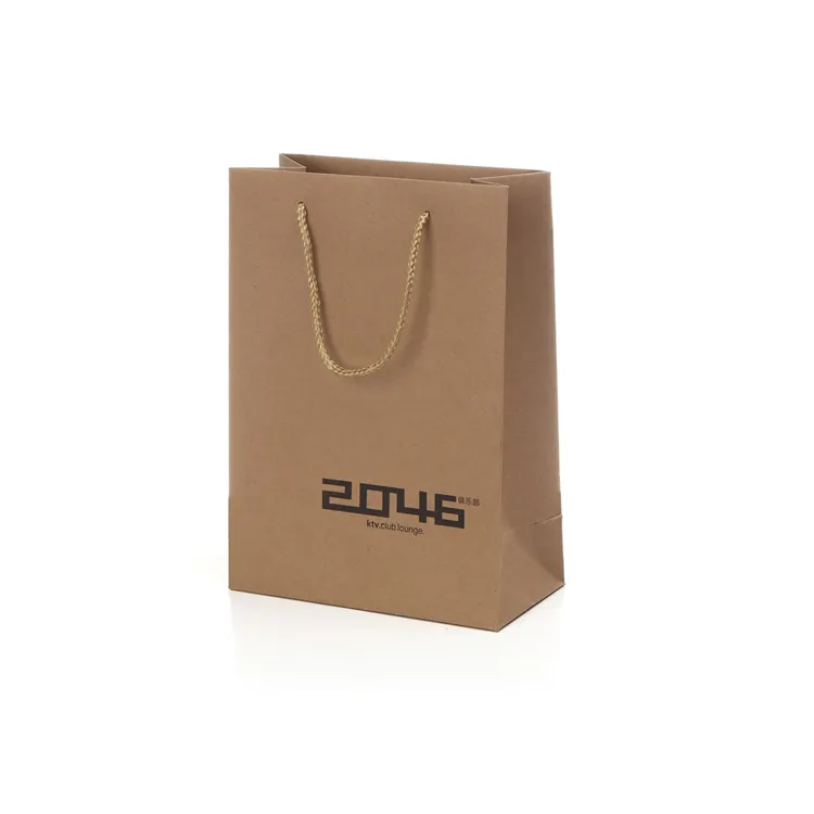 Takeaway Bakery Food Brown Kraft Paper Carrier Bags For Take Out Cafe with custom printed logo