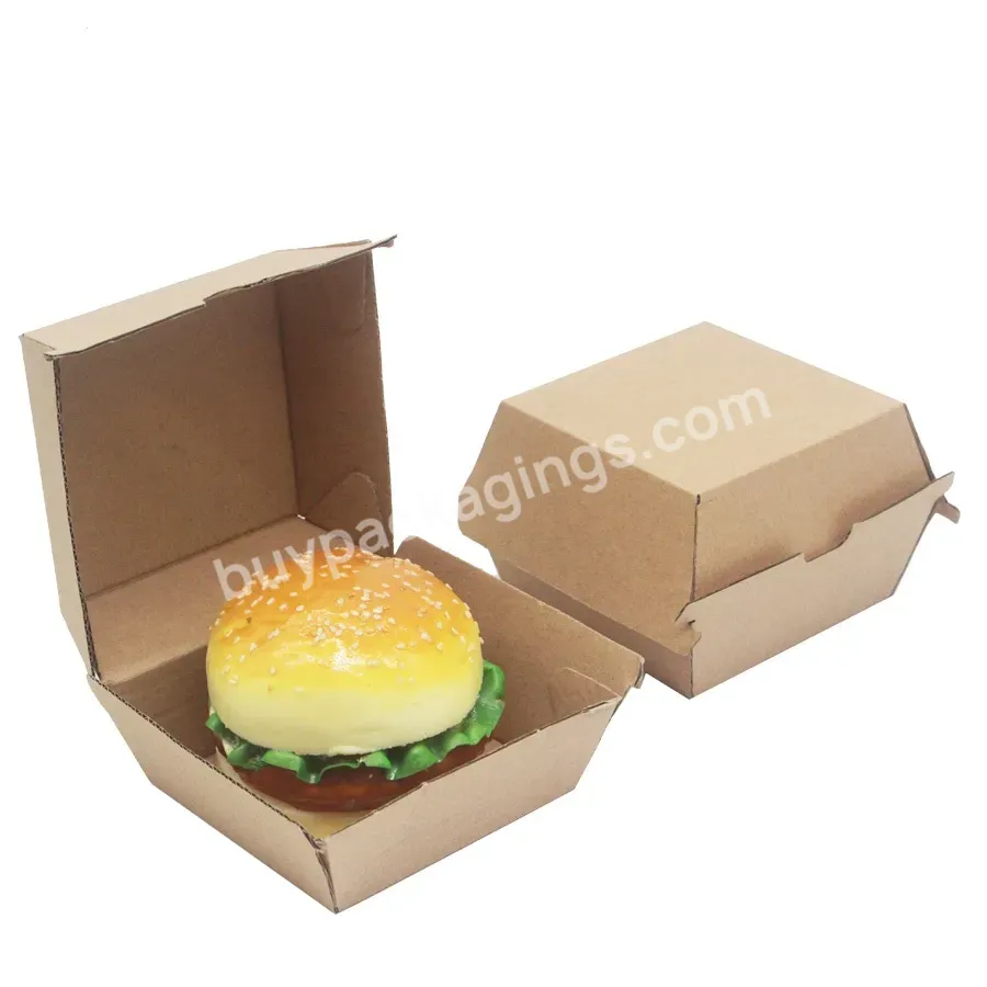 Takeaway Burger Kraft Food Boxes Made From Rigid Corrugated Kraft Card