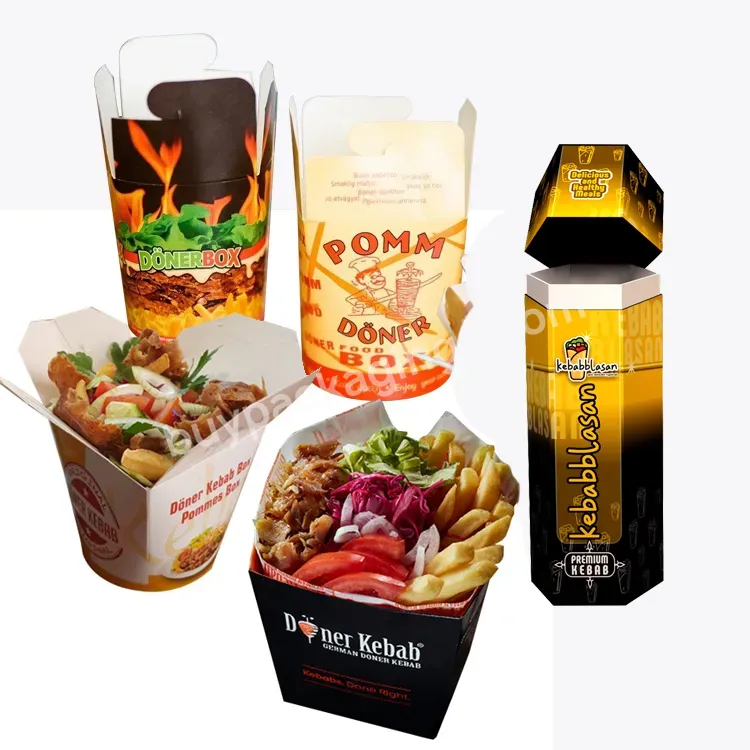Takeaway Togo Bread French Fries German Turkish Doner Box Doner Kebab Grill Meat Package Paper Packaging Box