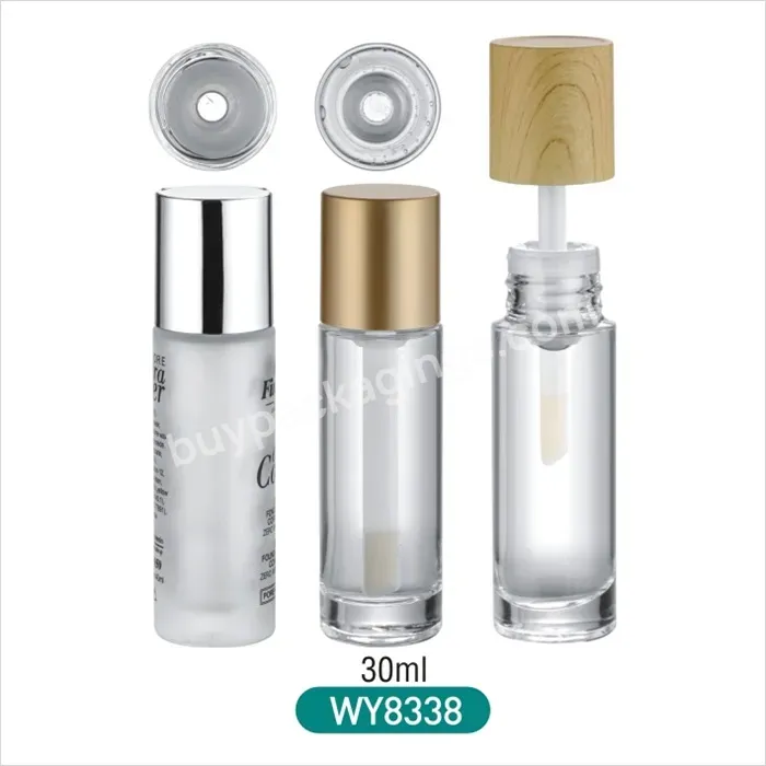 Tall Frosted Flat Shoulder Custom Made Cosmetic Glass Bottle With Spatula For Nail Polish Oil 50ml30ml