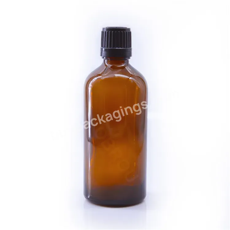 Tamper Evident Cap Amber Brown 100ml 50ml 30ml Glass Essential Oil Bottle With Orifice Reducer Drop