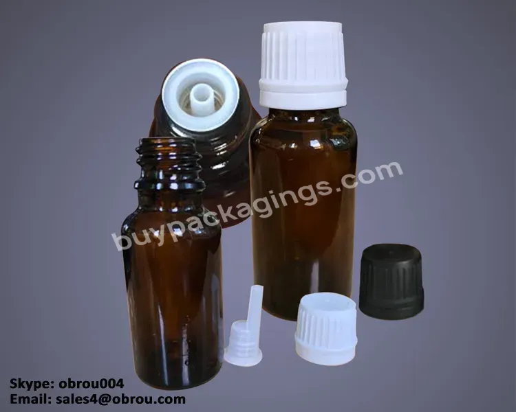 Tamper Evident Cap Amber Brown 100ml 50ml 30ml Glass Essential Oil Bottle With Orifice Reducer Drop