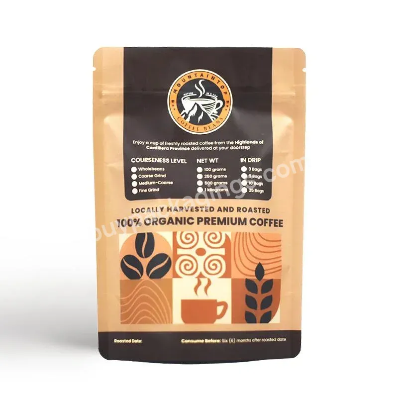 Tea Coffee Bag Printed With Your Logo Stand Up Food Packaging Pouches With Zipper Aluminum Foil