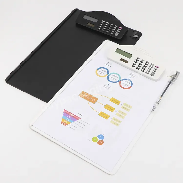 Teacher Coach Writing Clip Board With Mini Calculator Plastic File Folder Wholesale Customized Black Exam Pad Clipboard