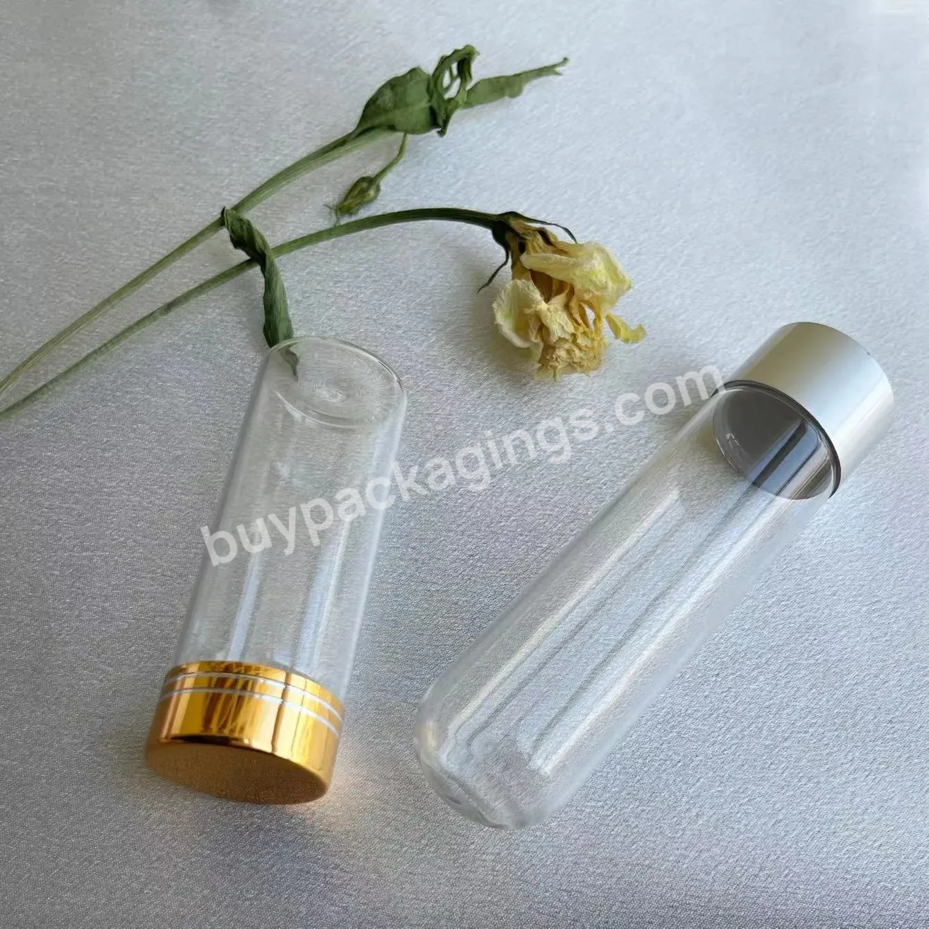 Test Tube Round Flat Bottom Medical Clear Glass With Aluminum Screw Lid And Stopper 20ml 30ml 50ml 80ml 100ml Cosmetic Packing