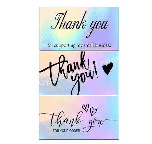 Thank You For Supporting My Small Business Reflective Laser Appreciate Cards Greeting Postcard For Online Retail Shopping