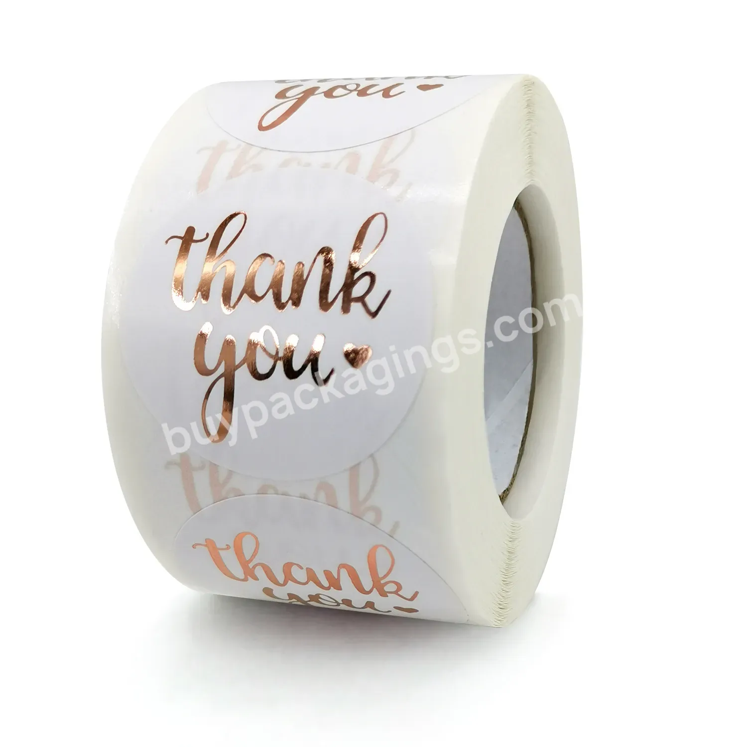 Thank You Rose Gold Printing Self Adhesive Sticker Labels Printing Roll For Packaging