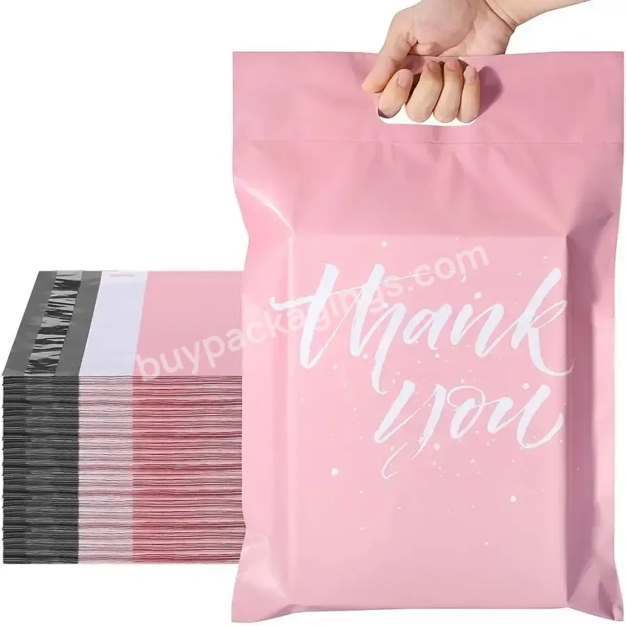 Thanks You Poly Courier Shipping Bag Self Adhesive Mailing Bags With Handles Custom Pink Poly Mailers Courier Bag With Handle - Buy Poly Courier Shipping Bag With Handle,Thanks You Poly Mailer With Handles,Matte Polymailer With Handle Thanks You Poly