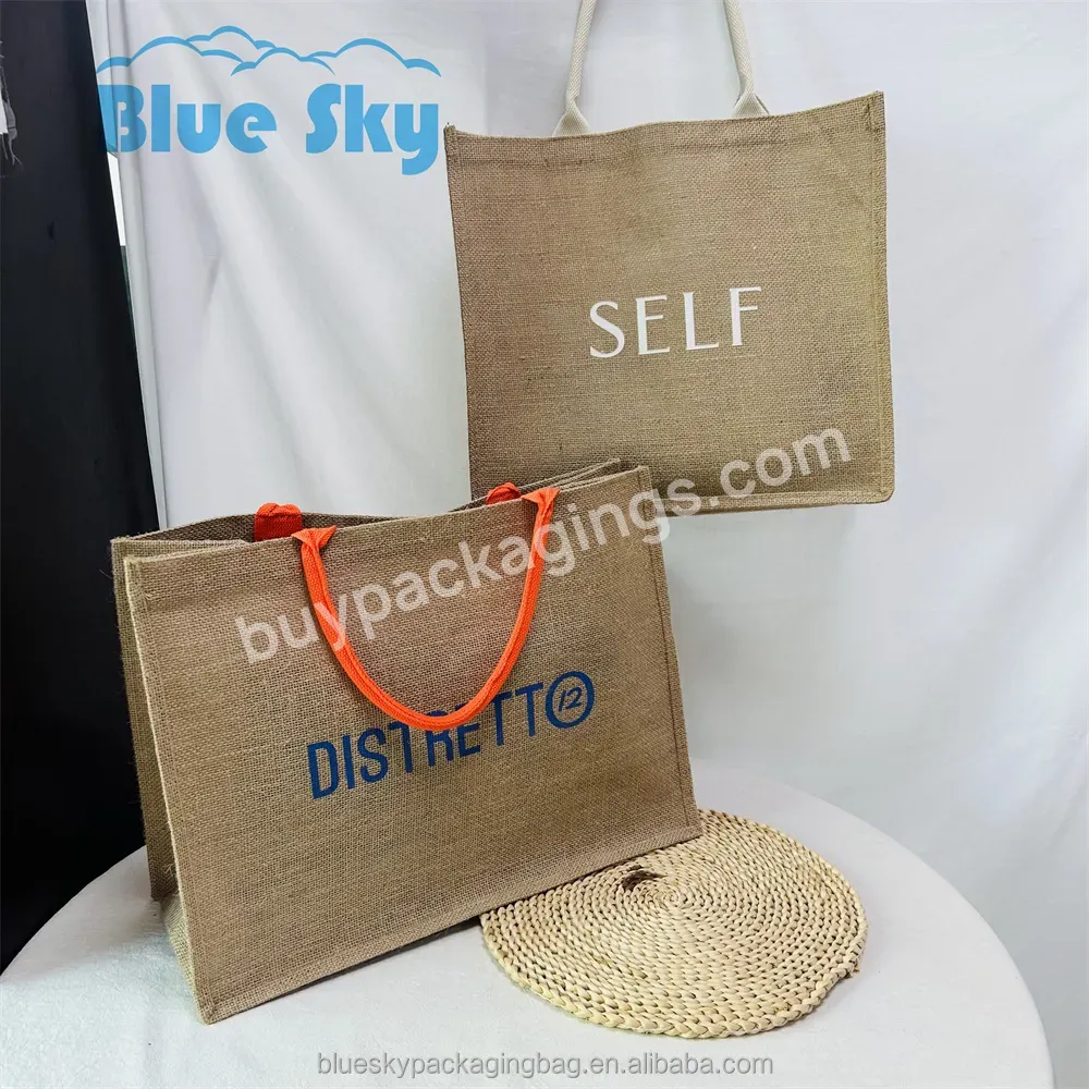 The First Sales Of Recycled Printed Rope Processing Jute Shopping Bags Custom Logo Printed Canvas Tote Bags Friendly Tote Bags