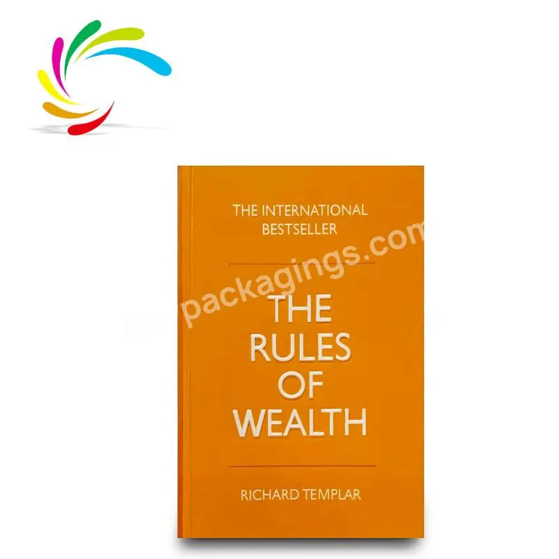 The International bestseller Book THE RULES OF WEALTH factory direct sale cheap custom perfect binding soft cover book printing