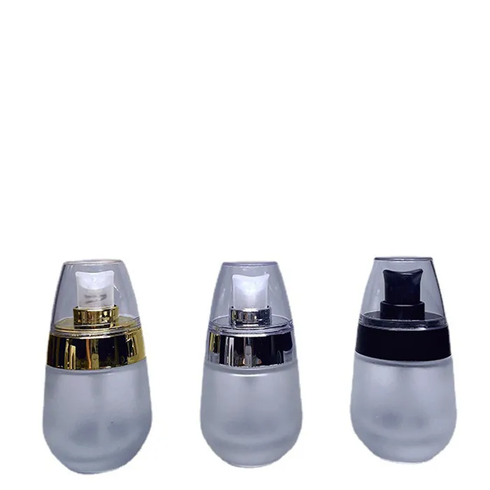 The Latest Style 30ml Egg Shape Gold Silver Black Cover For Essence Liquid  Foundation Cosmetic Glass Bottle