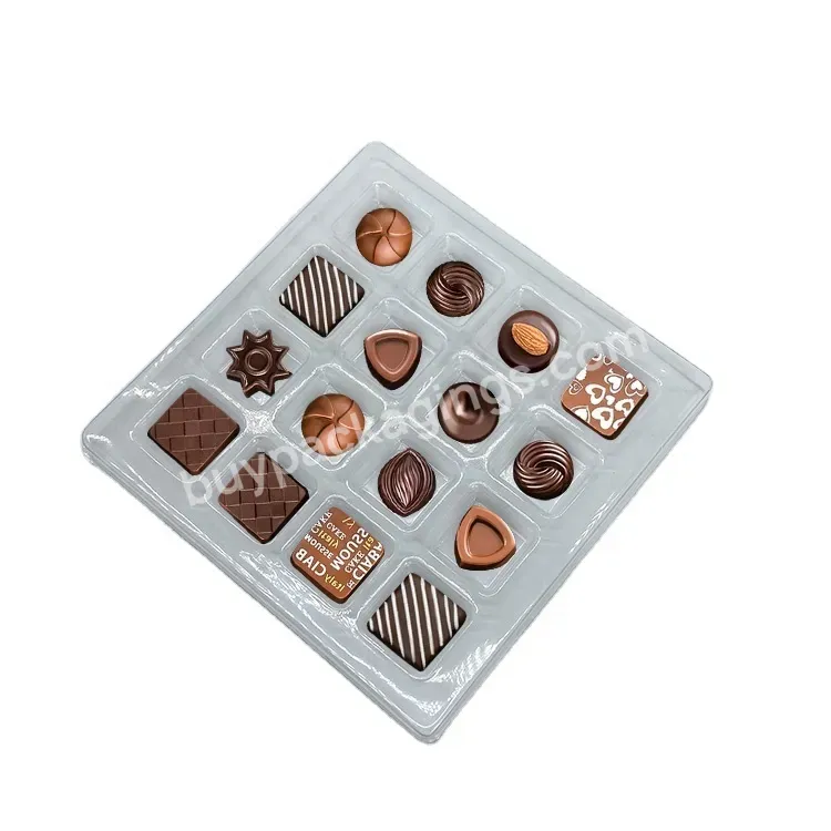 Thermoforming 16 Cavity Clear Blister Plastic Inner Candy Chocolate Truffles Packaging Tray For Chocolate Boxes