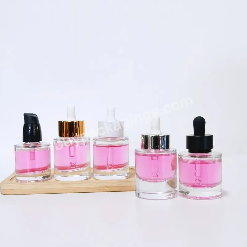 Thick Bottom Cosmetic Serum Bottle 30 Ml 1oz Flat Shoulder Dropper Bottle With Pipette