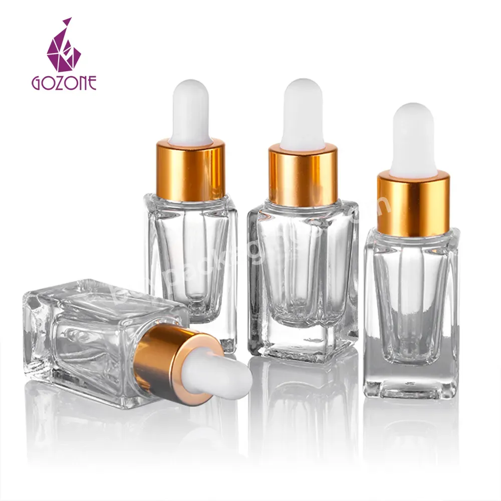 Thick Bottom Newest Essential Oil Luxury Clear 10ml Square Dropper Bottle