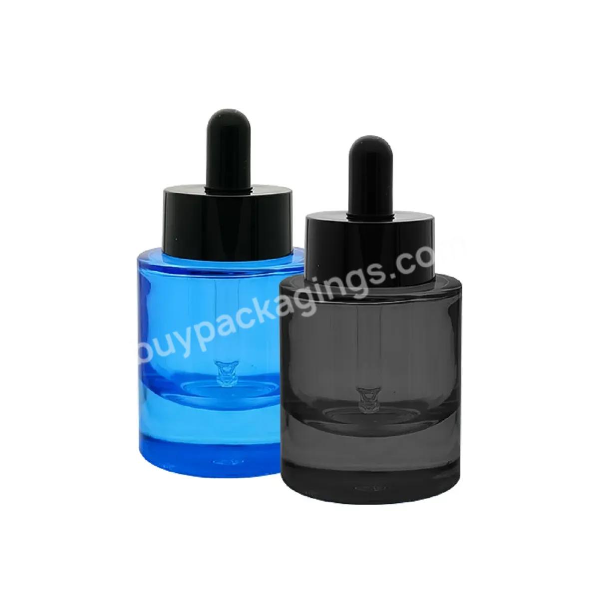 Thick Glass Dropper Bottle Frosted Glass Serum Bottle With Wide Black Dropper For Essential Oil Cosmetic Packing 30ml