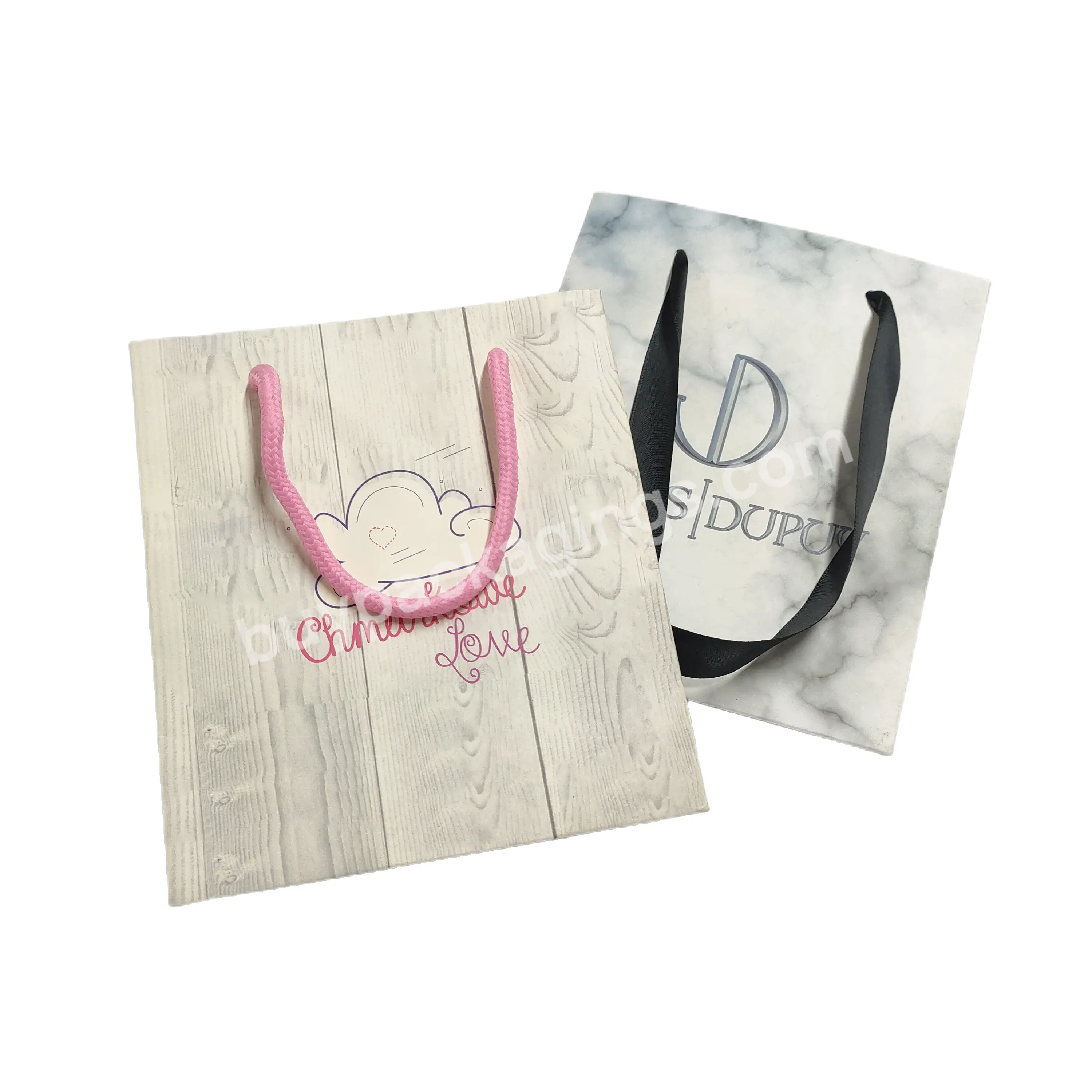 Thick Paper Packaging Bags Custom Printed Logo Free Design For Shopping