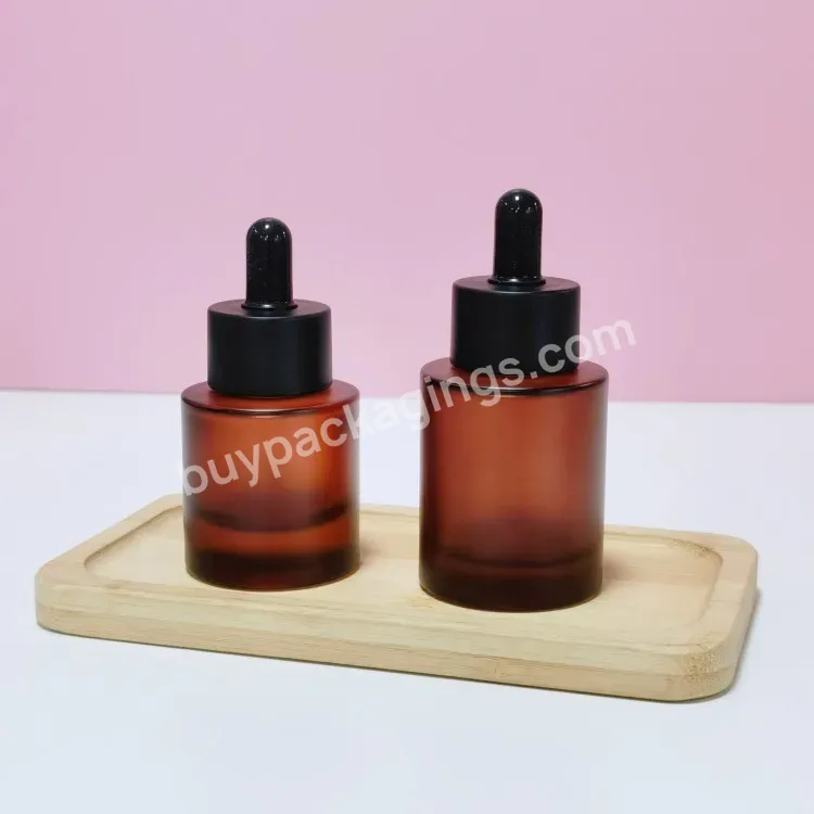 Thick Wall Amber 30ml Glass Dropper Bottle Heavy Bottom 1oz Glass Cosmetic Toner Serum Bottle For Skincare