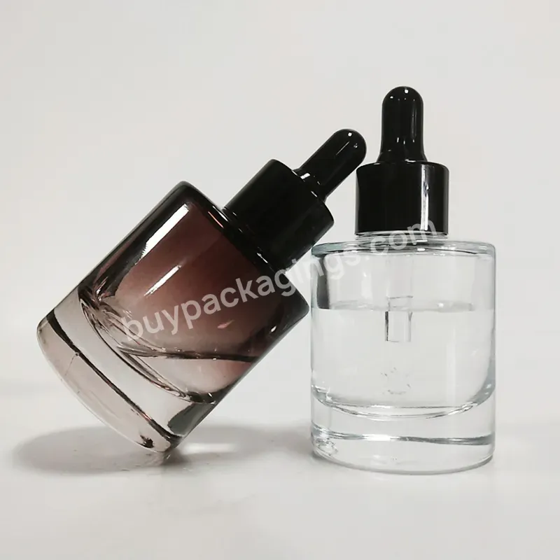 Thick Wall Clear 30ml Glass Dropper Bottle Heavy Bottom 1oz Glass Cosmetic Toner Pump Serum Bottle For Skincare