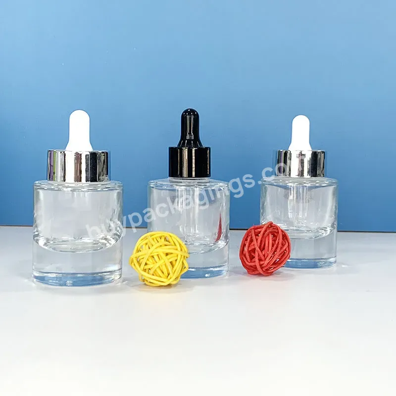 Thick Wall Clear 30ml Glass Dropper Bottle Heavy Bottom 1oz Glass Cosmetic Transparent Serum Bottle For Skincare