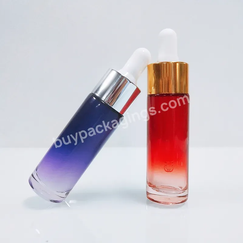 Thin Tall Round Empty 15ml 30ml Clear Cosmetic Glass Serum Dropper Bottle With Matte Black Push Button Pump Dropper And Wiper