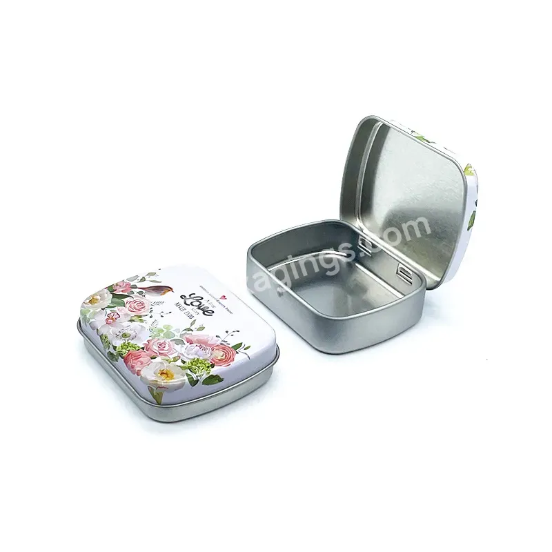 Tin Can Factory Custom Tin Box Rectangular Metal Hinged Tin Cans For Sale