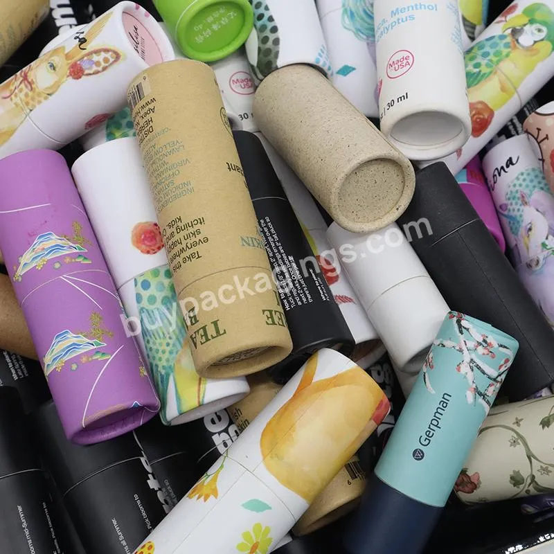 Tint Tube Custom Print Push Lip Balm Lipstick Push Up Roll On Mini Paper Tube Packaging For Deodorant Lipstick Lip Balm Cosmetic