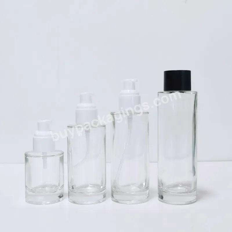 Toner Bottle Whole Set Frosted Clear Flat Shoulder Glass Lotion Pump Cosmetic Bottles And Glass Cream Jars