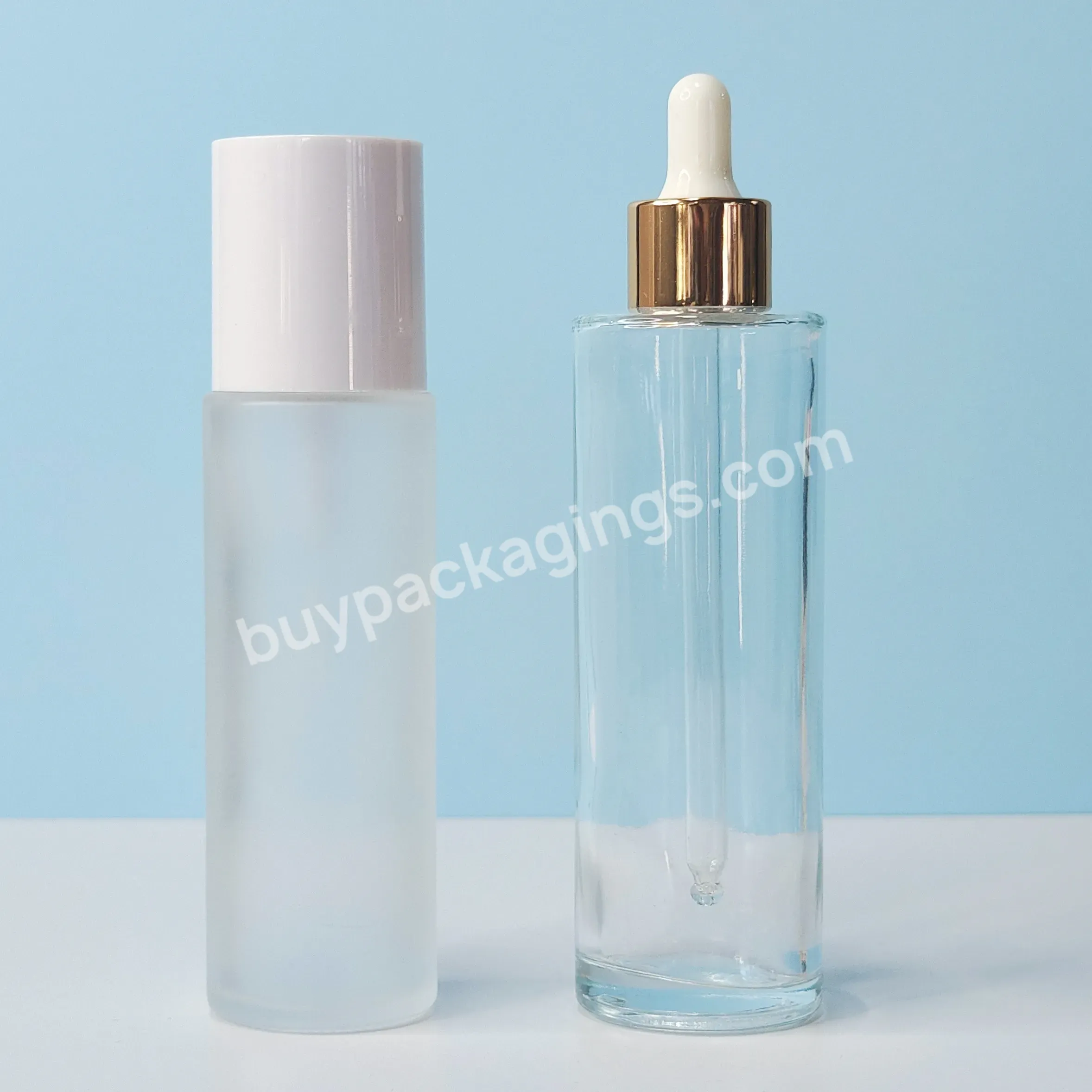 Toner Empty Bottle With Plug Clear Forested Cream Lotion Pump High Quality Glass Cylindrical Bottle