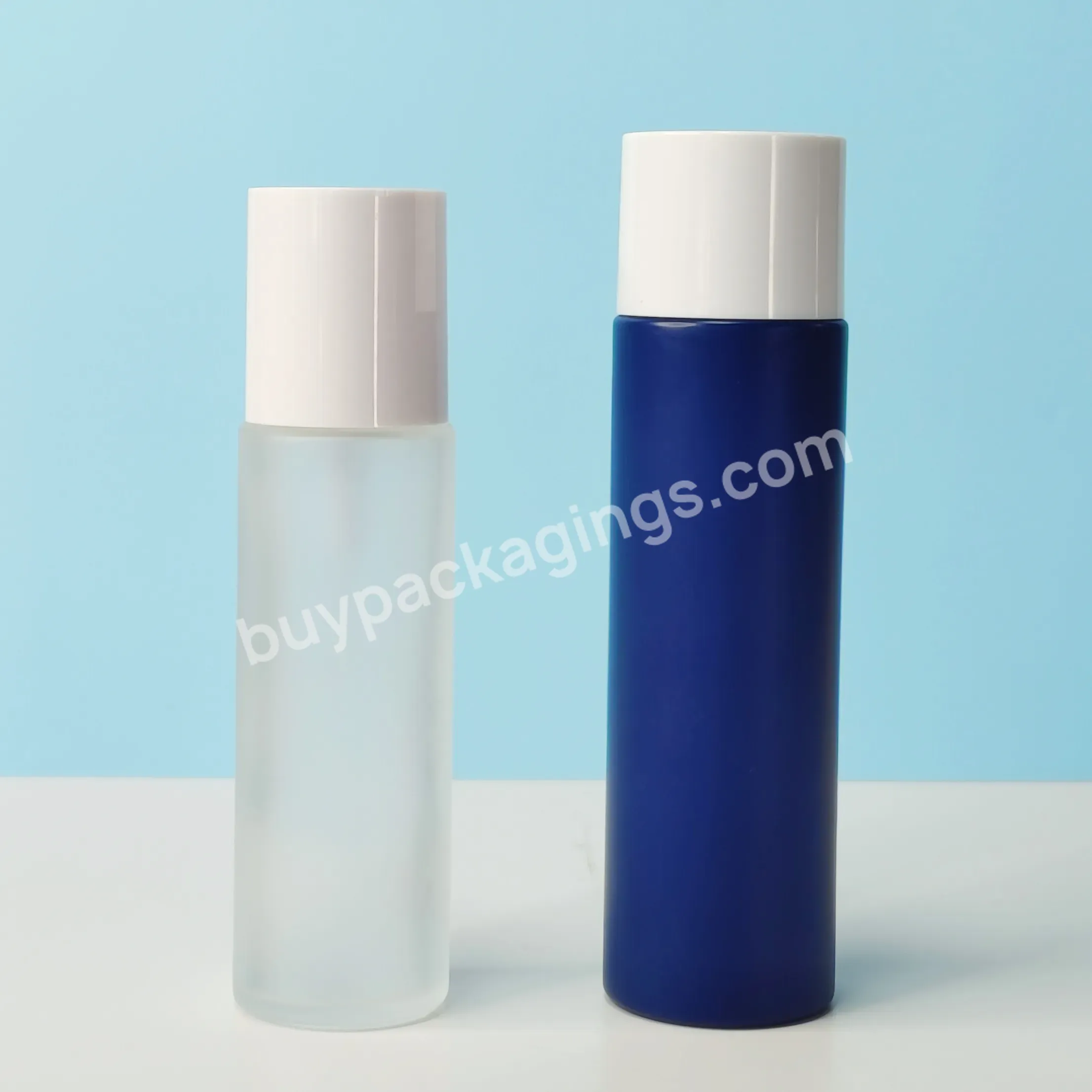 Toner Empty Bottle With Plug Clear Forested Cream Lotion Pump High Quality Glass Cylindrical Bottle