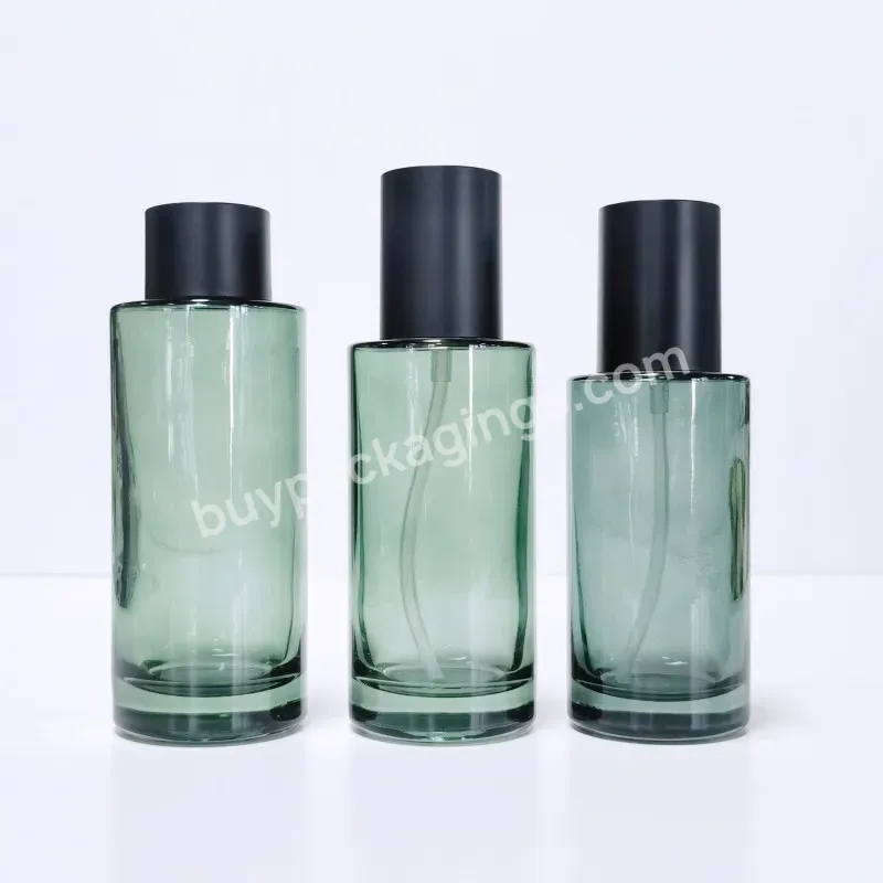 Tonic Luxury Green Pump Customize Lotion Bottle Set 100ml 120ml 150ml Transparent Cosmetic Glass Bottle