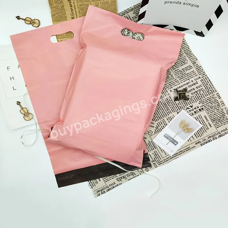 Top Quality Custom Logo Pink Waterproof Poly Shipping Envelope Logistics Packaging Bag With Handle