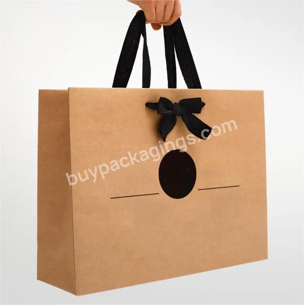 Top quality custom logo printed paper bag for gift clothes packaging paper shopping bag with die cut handle