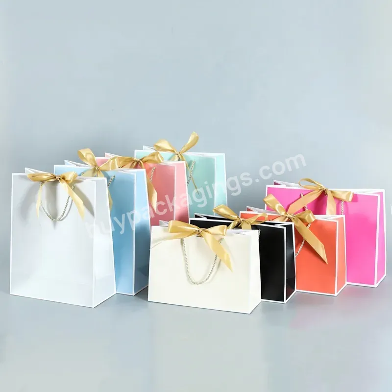 Top Quality Luxury Custom Design Your Own Logo Sac Papier Paper Shopping Gift Bag With Ribbon Handle And Bow Tie - Buy Paper Shopping Bag,Gift Bags With Ribbon,Gift Bag With Bow Tie.