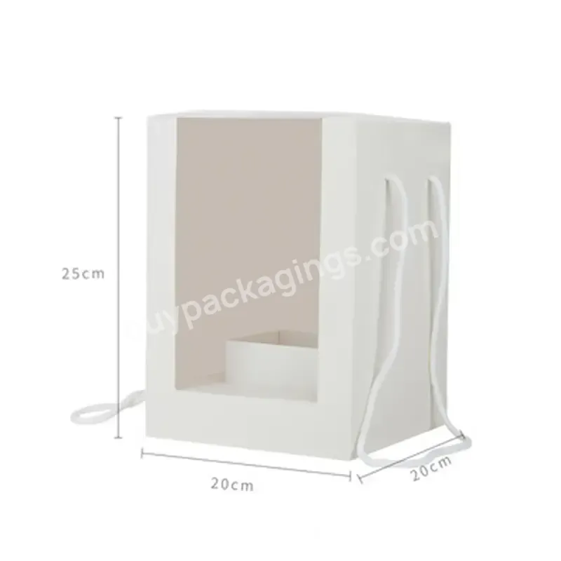 Top Quality Packaging Carton Rose Flower Packing Gift Paper Bags Square Shape Portable Floral Boxes With Clear Window