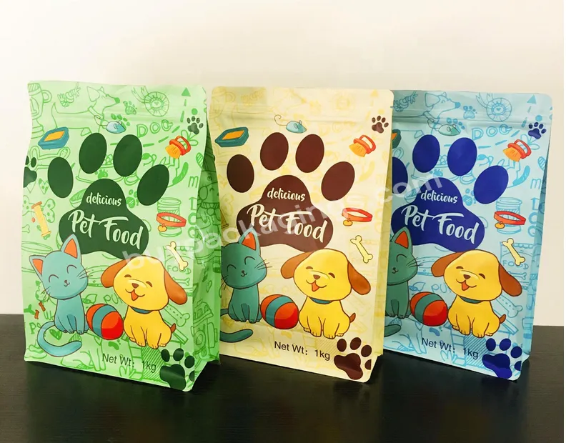 Top Resealable Bottom Gusset Animal Feed Pet Food Packaging Bag Box Pouch Flat Bottom Zipper Bag