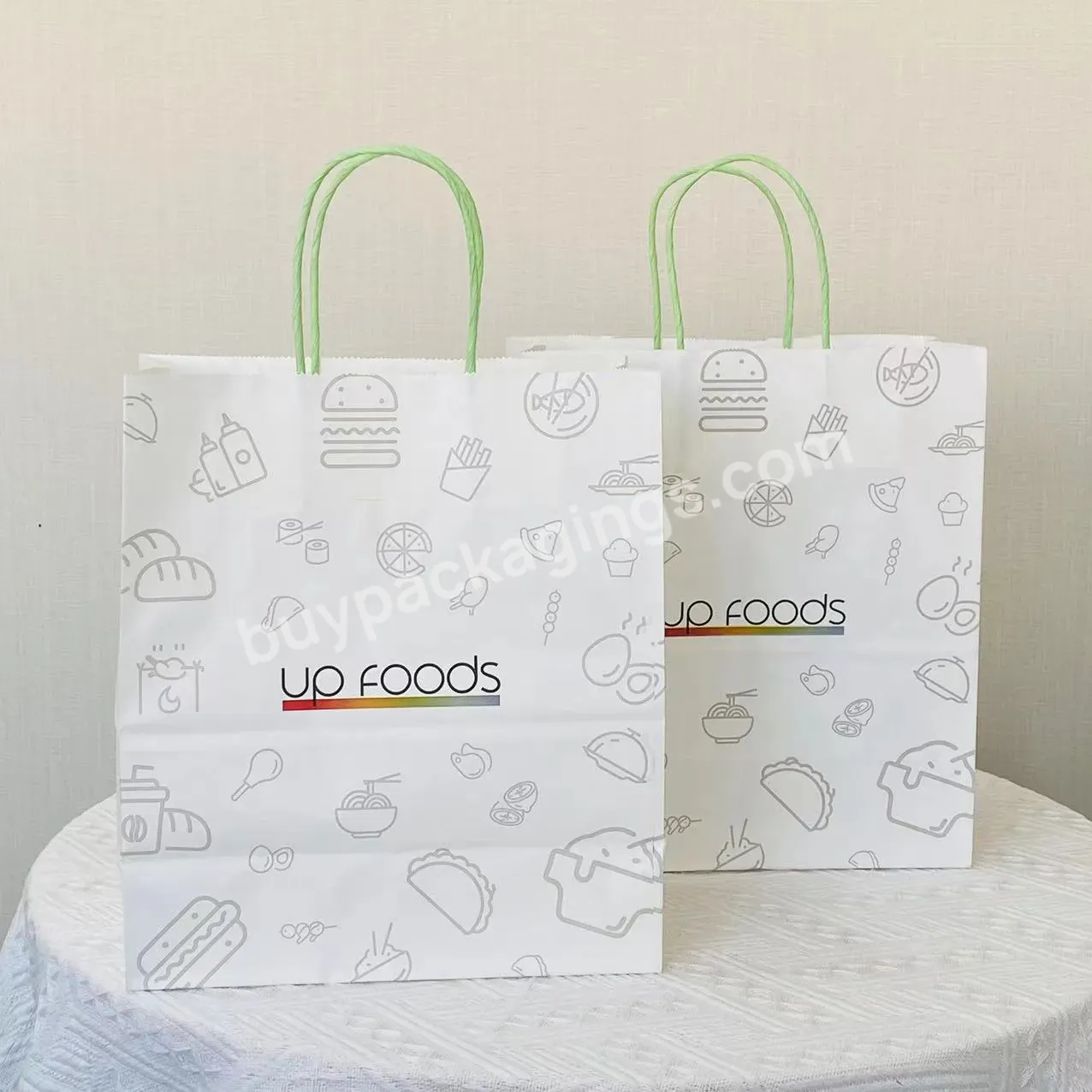 Tote Coffee Cake Bag Fashionable Customized Eco Food Cake Box Bread Bags Recyclable Colorful Whole Sale Durable Kraft Paper