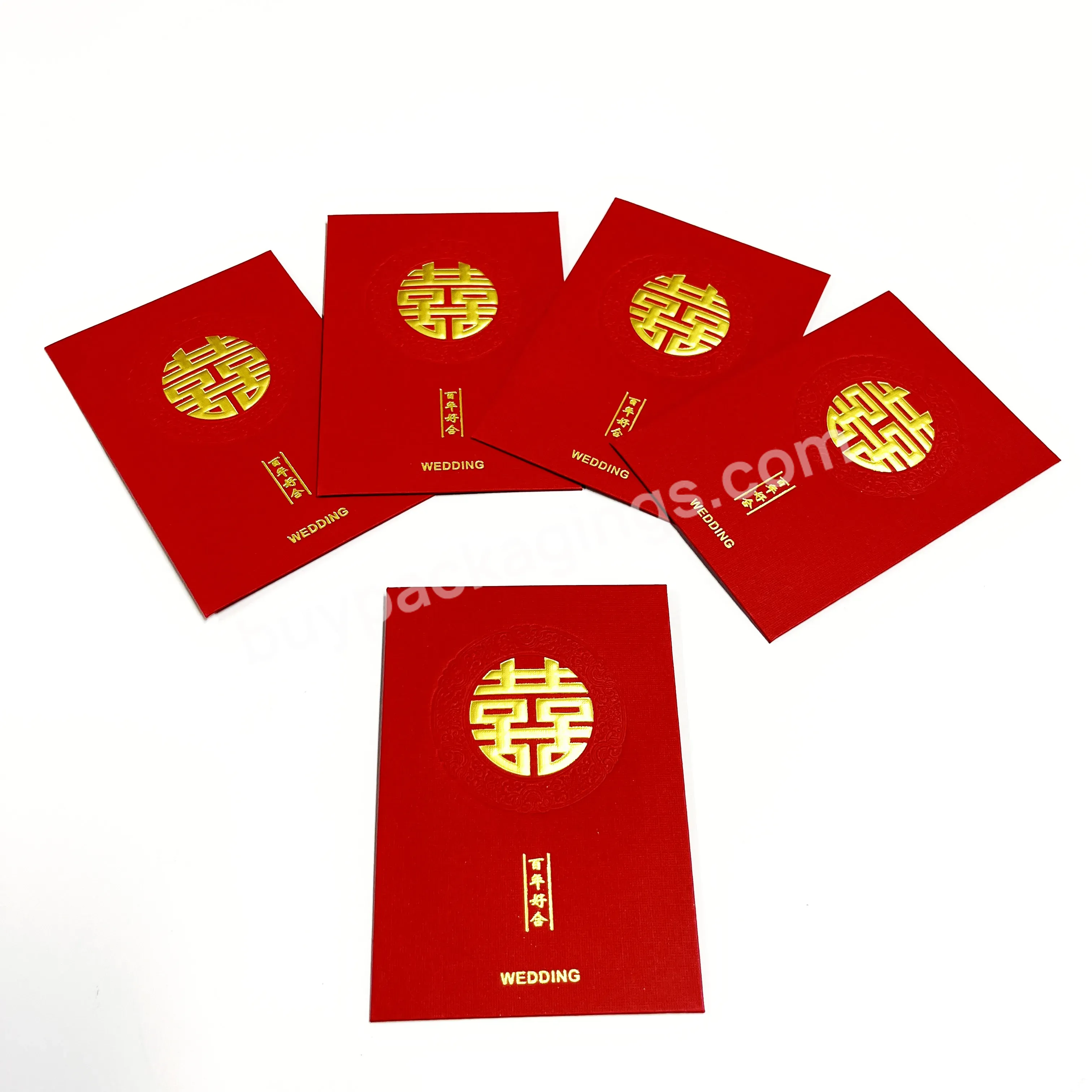 Traditional Red Paper Packet Custom Print Square Shape Money Envelope Wedding