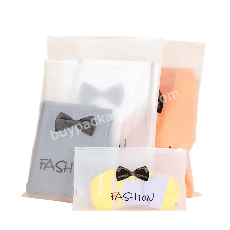 Translucent Clear Plastic Bags Custom Logo Frosted Poly Zipper Bags For Clothes Shoes Packaging