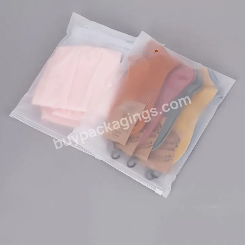 Translucent Clear Plastic Bags Custom Logo Frosted Poly Zipper Bags For Clothes Shoes Packaging