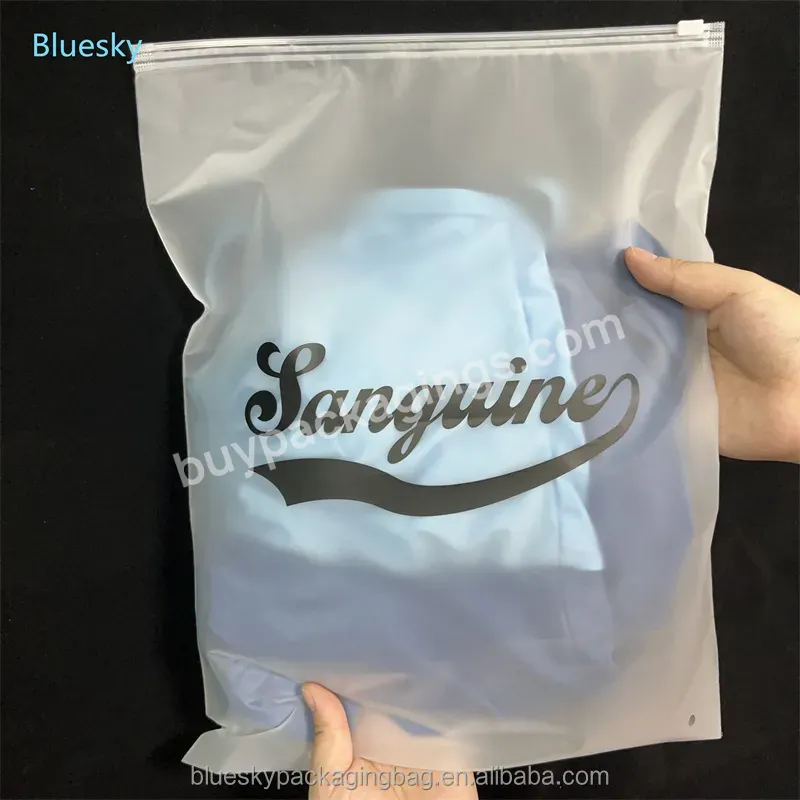 Translucent Pvc Clear Plastic Bags Custom Logo Frosted Poly Frosted Zipper Clothing Bags Packaging