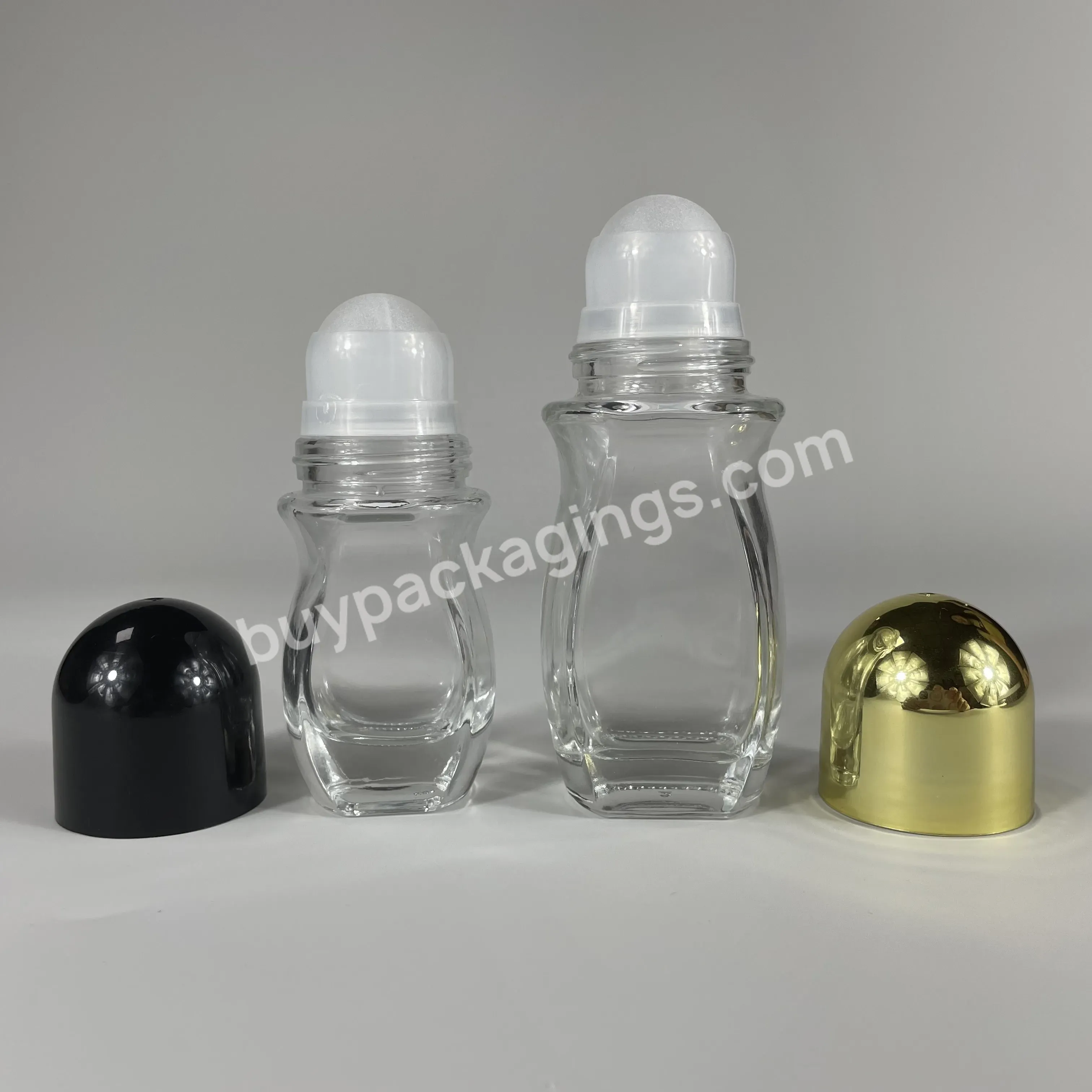 Transparent 20ml 30ml 60ml 80ml Perfume Essential Oil Glass Roll On Bottle With Aluminum Cap And Steel Roller Ball