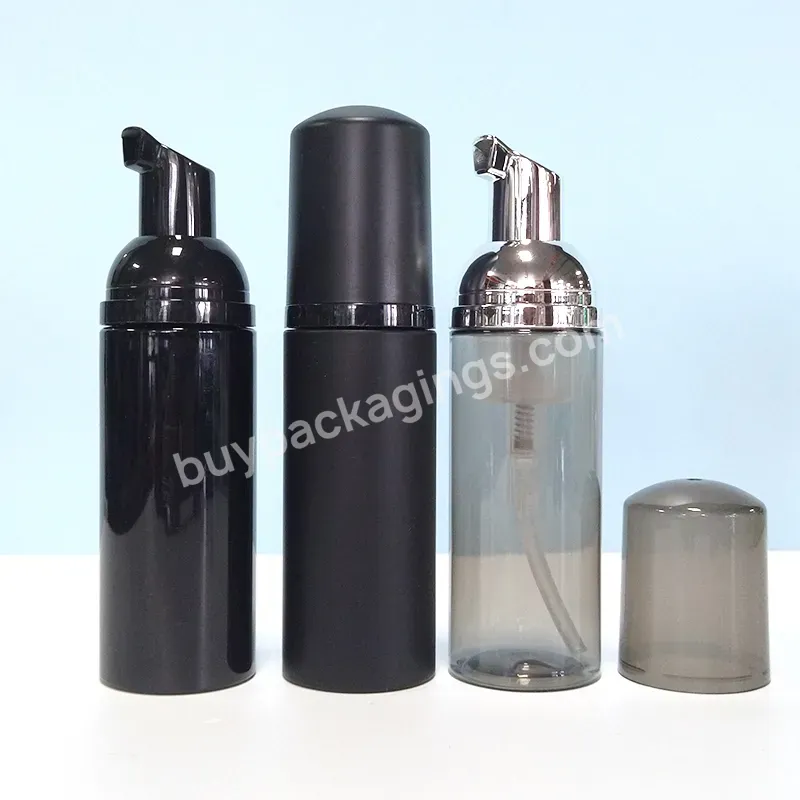 Transparent Black Foam Bottle Lash Shampoo Luxury Empty Pet Plastic 2 Oz Foaming Bottles With Silver Pump Caps